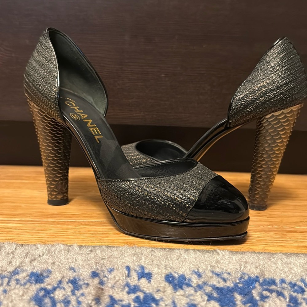 Vintage Chanel Python Effect D’orsay Pumps - 38 - Picture 2 of 11